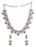 Silver Oxidised Maroon Stone Studded Tribal Necklace Jewellery Set