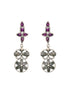 Silver Oxidised Maroon Stone Studded Tribal Necklace Jewellery Set