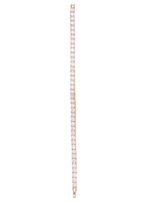 Rose Gold Plated White AD Solitaire Studded Tennis Dainty Bracelet