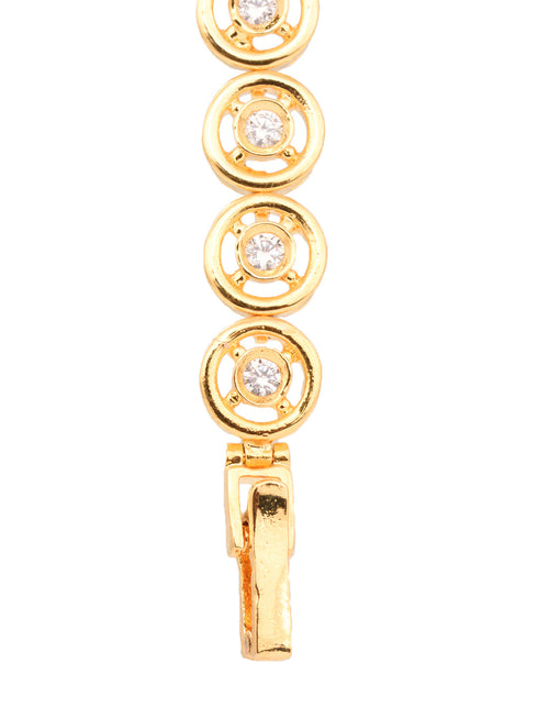 Gold Plated White AD Studded Tennis Classy Bracelet