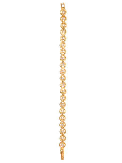 Gold Plated White AD Studded Tennis Classy Bracelet