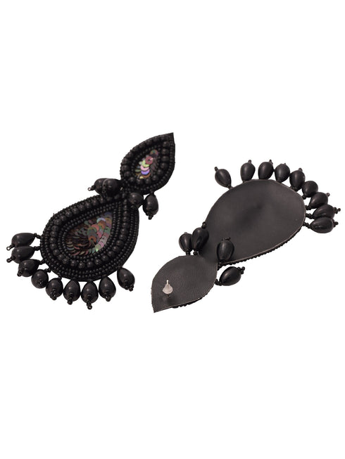 Black Contemporary Dropdown Earrings