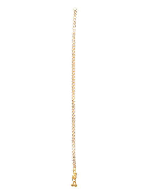 Set Of 2 Gold Plated White AD Studded Modern Payal Anklet