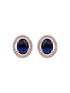 Rose Gold Plated Blue AD Solitaire pendant Locket Set Earrings and Chain