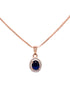 Rose Gold Plated Blue AD Solitaire pendant Locket Set Earrings and Chain