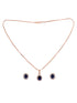 Rose Gold Plated Blue AD Solitaire pendant Locket Set Earrings and Chain