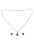 Rose Gold Plated Radiant Red AD Solitaire pendant Locket Set Earrings and Chain
