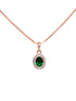 Rose Gold Plated Emarald Green AD Solitaire pendant Locket Set Earrings and Chain