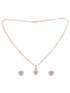 Rose Gold Plated White AD Studded Heart Shaped Pendant Chain and Earrings