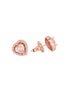 Rose Gold Plated White AD Studded Heart Shaped Pendant Chain and Earrings