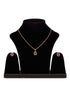 Rose Gold Plated Radiant Red AD Solitaire pendant Locket Set Earrings and Chain