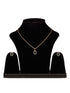 Rose Gold Plated Emarald Green AD Solitaire pendant Locket Set Earrings and Chain