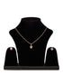 Rose Gold Plated White AD Studded Heart Shaped Pendant Chain and Earrings