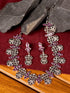Silver Oxidised Maroon Stone Studded Tribal Necklace Jewellery Set