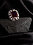 Rose Gold Plated Pink Ruby Studded Adjustable Cocktail Finger Ring