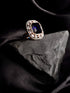 Rose Gold Plated Blue Studded Adjustable Cocktail Finger Ring