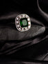 Rose Gold Plated Emerald Green Studded Adjustable Statement Cocktail Finger Ring