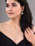 Rose Gold Plated blue & White AD Studded Concentric Dropdown Earrings