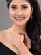 Rose Gold Plated Pink Ruby & White AD Studded Quirky Dropdown Earrings