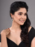 Rose Gold Plated Green & White AD Studded Dropdown Statement Earrings