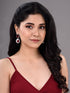 Rose Gold Plated Pink Ruby Studded Teardrop Chandelier Earring