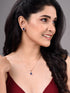 Rose Gold Plated Blue AD Solitaire pendant Locket Set Earrings and Chain