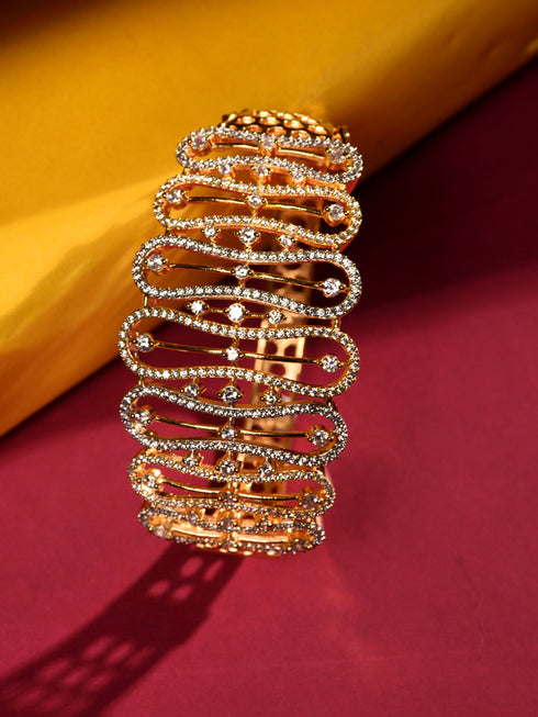 Gold Toned AD Studded Luxe Handcrafted Bracelet