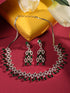 Silver Plated Green AD studded Chandelier Necklace Jewellery Set