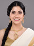 Gold Plated Multi Stone Studded Pendant Style Neclace and Earring Set