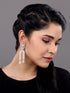 Rose Gold Plated White AD stdded Long Designer Dropdown Earrings