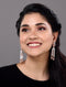 Rose Gold Plated White AD stdded Long Designer Dropdown Earrings