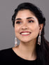 Rose Gold Plated White AD stdded Long Designer Dropdown Earrings