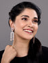 Rose Gold Plated White AD stdded Long Designer Dropdown Earrings