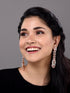 Rose Gold Plated White AD studded Circular Chandelier Dropdown Handcrafted Earrings