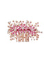 Gold toned Pink Enamelled Flower Tiara Comb Pin