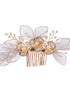 White Gold Toned Enamelled Pearl Beaded Bridal Comb Pin