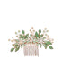 Green Gold Toned Enamelled Pearl Embellished Comb Pin