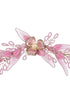 Pink Gold Plated Pearl Beaded Stocking Flowers Comb Pin