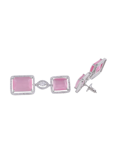 Big rose quartz stuuded handcrafted necklace set earrings
