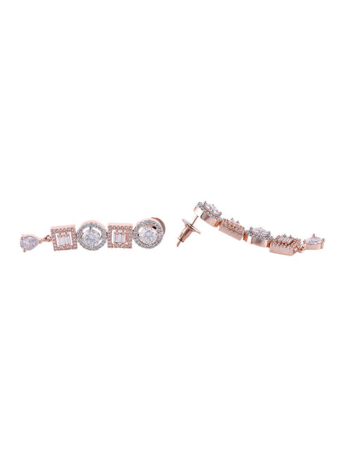 Beautiful light necklace set matching earrings, rose gold plated