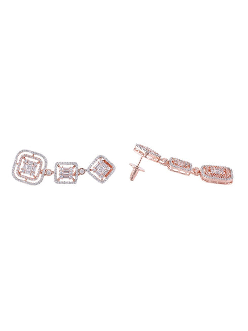 Minimal light weignt diamond necklace set earrings