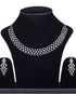 White Rhodium plated Unique Design AD studded Necklace Earrings Girls
