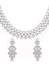 White Rhodium plated Unique Design AD studded Necklace Earrings Girls