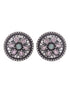 Oxidised Silver Plated Pink Mint Studds Earrings