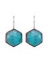 Silver Oxidised Aqua turquoise Stone Studded Earrings