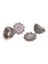 Oxidised Siver Pink Stone Studded Dome Jhumka Earrings