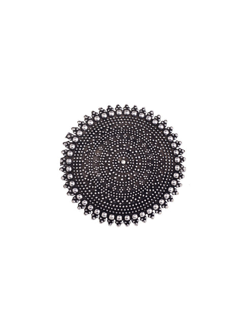 Silver Oxidised Toned Designer Finger Ring