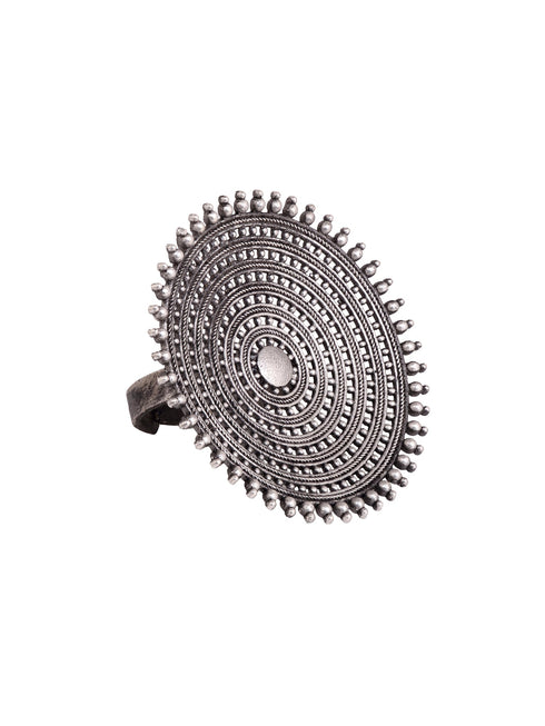 Oxidised Siver Plated Cocktail Finger Ring