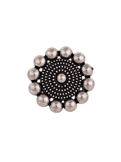 Oxidised Silver Toned Finger Ring