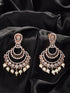 Rose Gold plated Pearl & AD studded Crescent Shaped Chandbali Earrings
